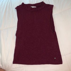 Purple ribbed halter tank top